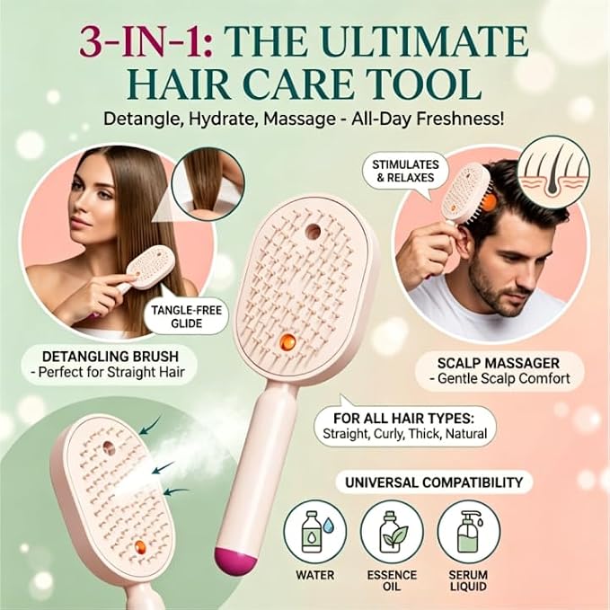 3-in-1 electric spray massage comb brush