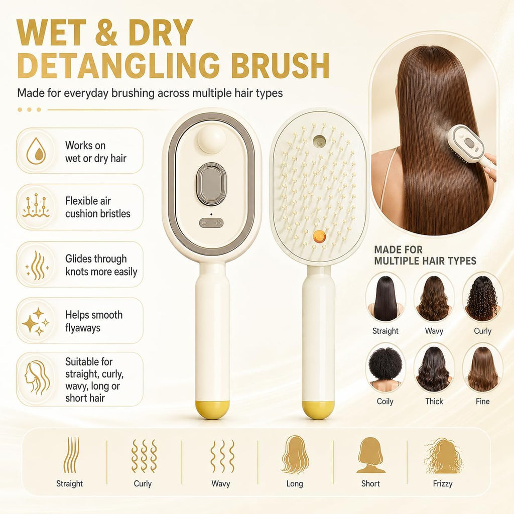 3-in-1 electric spray massage comb brush